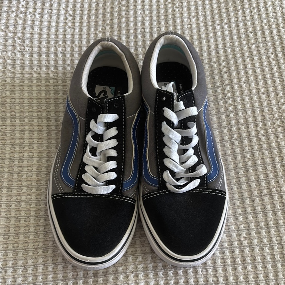 Vans Black and Blue Sneakers Classic Skate Design